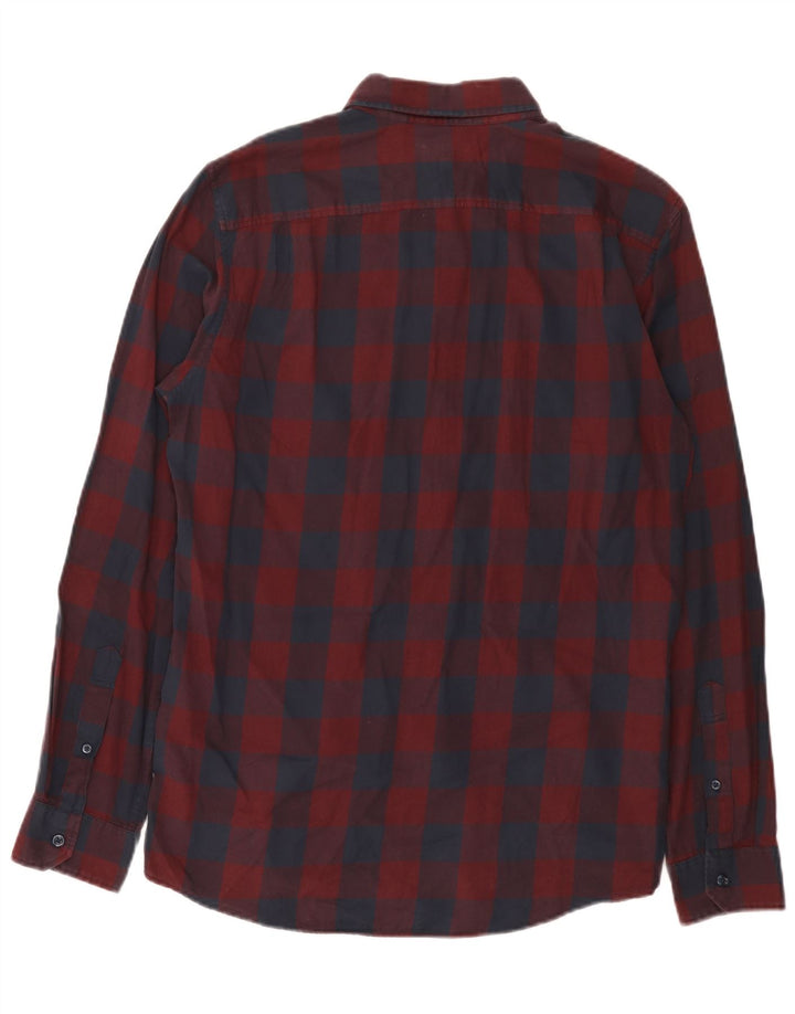 Jack Wills Chemise classique pour homme en coton vichy bordeaux moyen