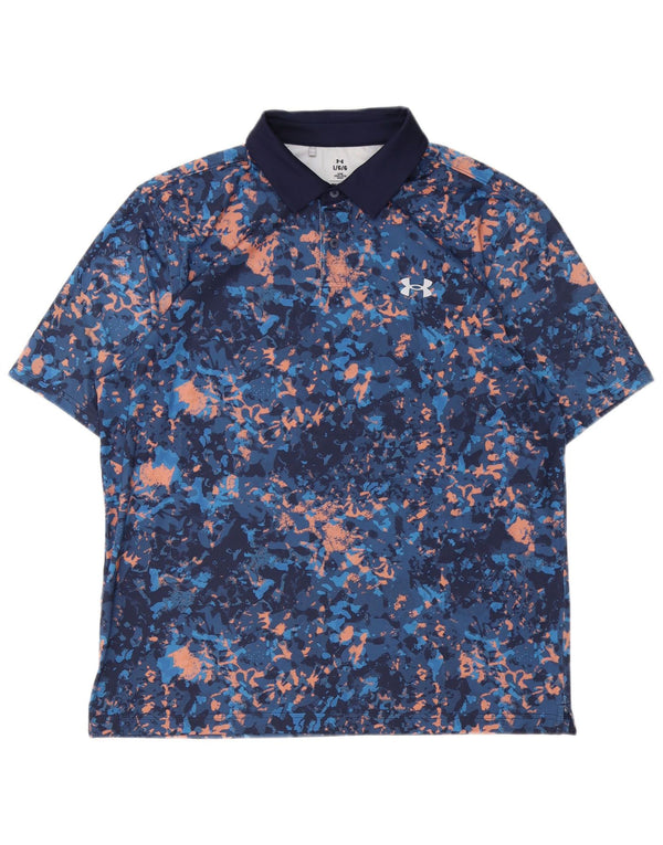 Under Armour Mens Polo Shirt Large Navy Blue Tie Dye