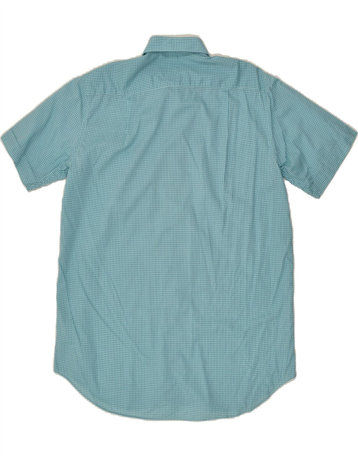 VINTAGE Mens Short Sleeve Shirt Small Turquoise Gingham | Vintage Vintage | Thrift | Second-Hand Vintage | Used Clothing | Messina Hembry 