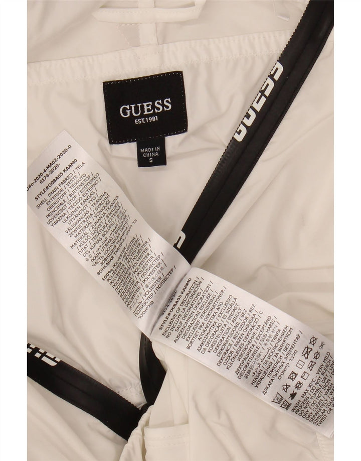 GUESS Womens Oversized Graphic Windbreaker Jacket UK 10 Small White