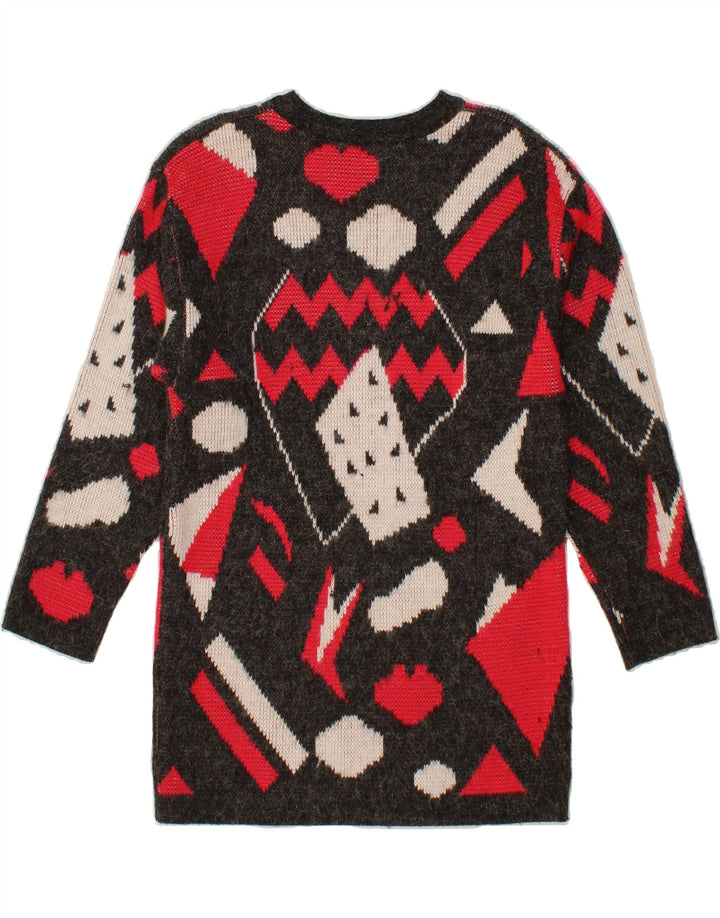 VINTAGE Womens Crew Neck Jumper Sweater EU 36/38 Medium Grey Geometric Vintage Vintage and Second-Hand Vintage from Messina Hembry 