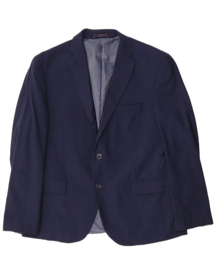 Marks & Spencer Mens Short 2 Button Blazer Jacket UK 42 XL Navy Blue Wool