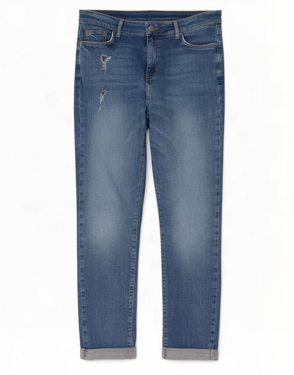 M&Co Damen Distressed Slim Jeans UK 12 Medium W28 L28 Blau