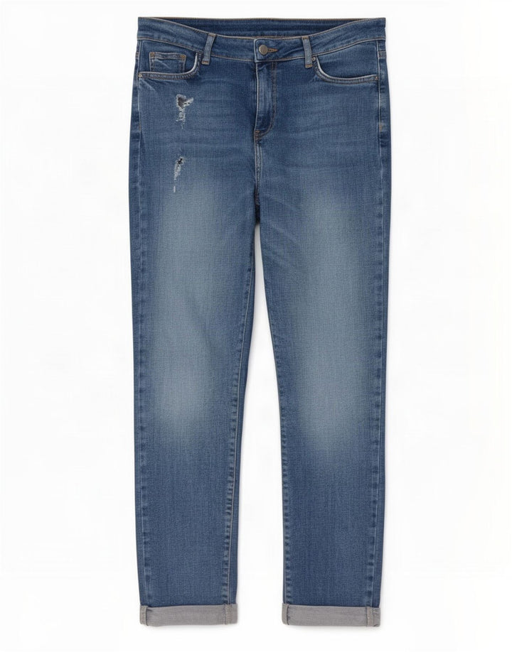 M&Co Womens Distressed Slim Jeans UK 12 Medium W28 L28 Blue
