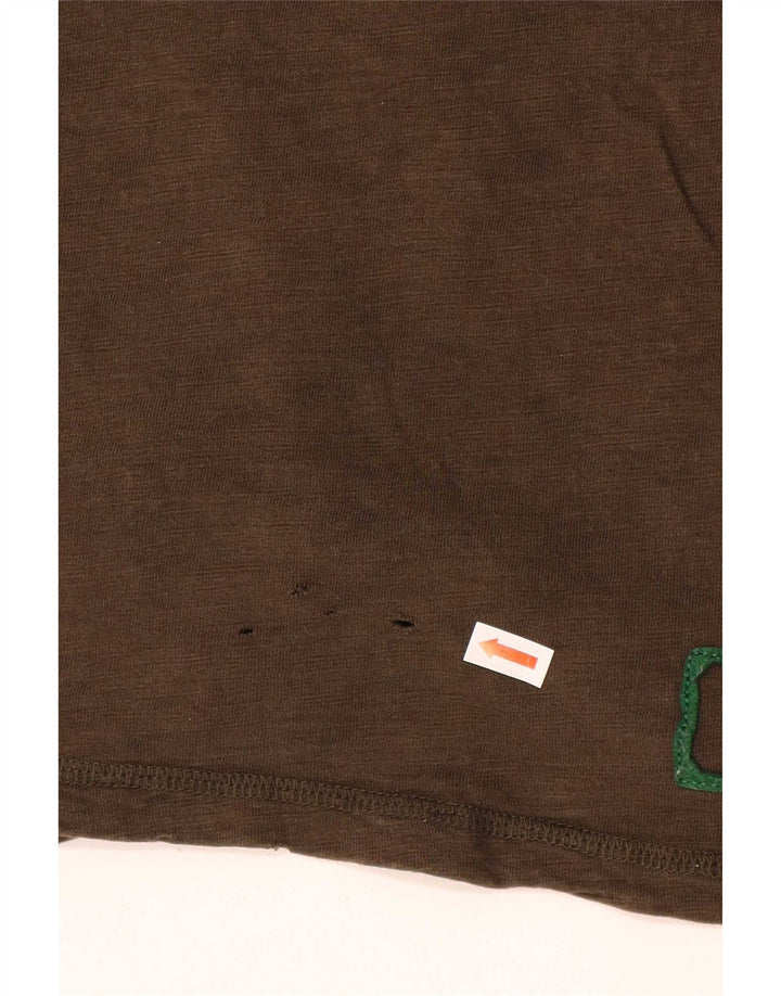 Gas Mens Graphic T-Shirt Top Medium Brown Cotton