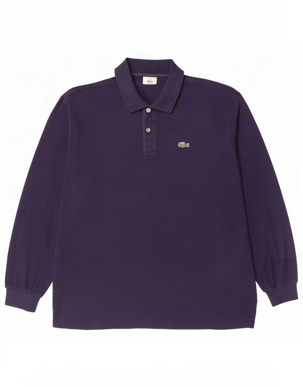 Lacoste Mens Long Sleeve Polo Shirt Size 7 2XL Navy Blue Cotton