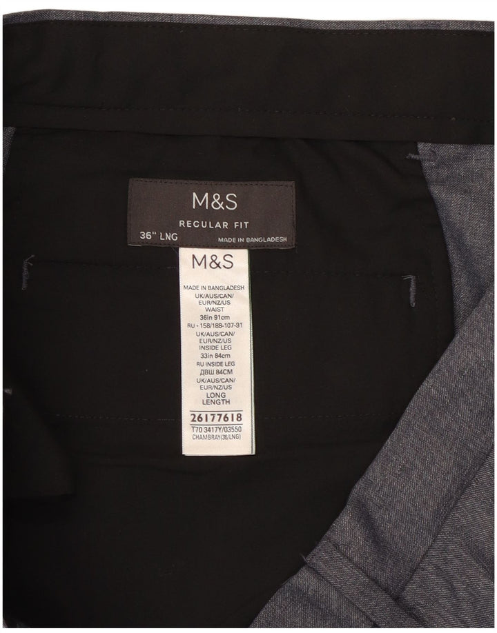 Marks & Spencer Herren-Chinohose mit normaler Passform, W36 L33, graues Polyester