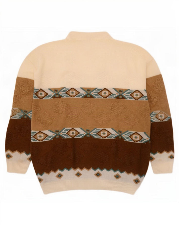 Vintage hombres tortuga cuello jumper suéter XL multicolor geométrico