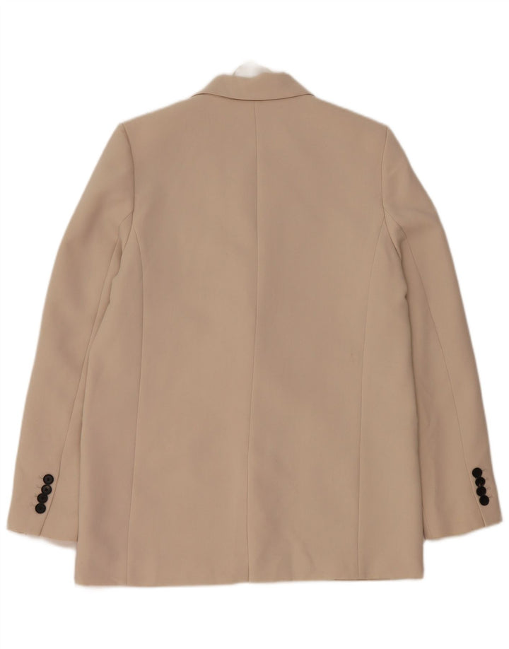 Zara Dame 1 Knap Blazer Jacket UK 10 Small Beige Polyester