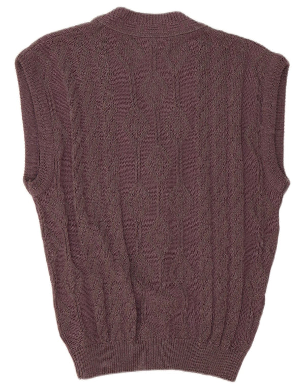 Vintage Mens Sleeveless Cardigan Sweater IT 48/50 Medium Purple Polyacrylic