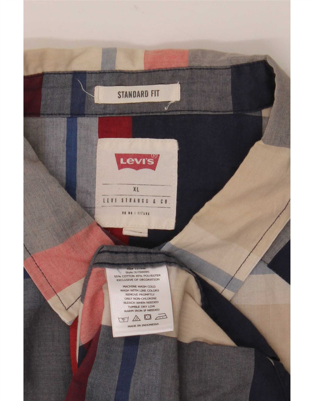 Levi's Mens Short Sleeve Standard Fit Shirt XL Multicoloured Check Cotton