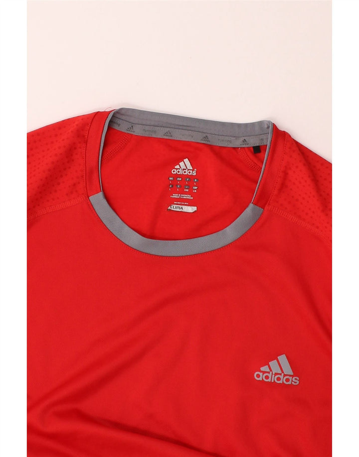 ADIDAS Mens Climalite T-Shirt Top Large Red Polyester Vintage Adidas and Second-Hand Adidas from Messina Hembry 