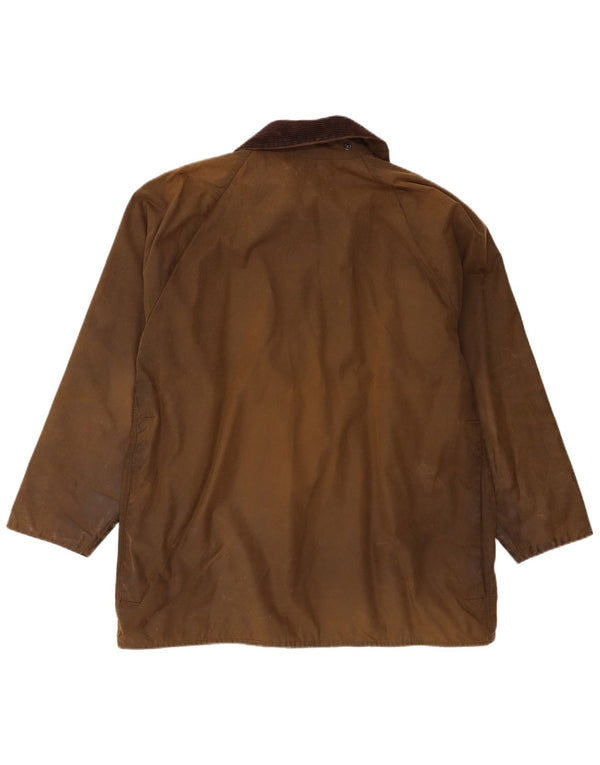 Barbour Mens Beaufort Waxed Cotton Jacket UK 42 Large Brown Cotton