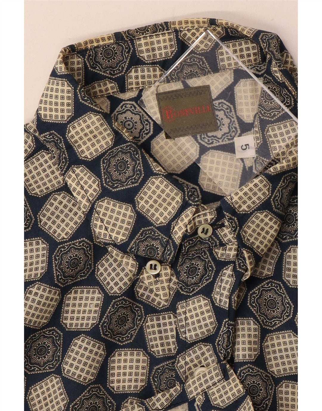 Boneville Mens Short Sleeve Shirt Large Blue Geometric