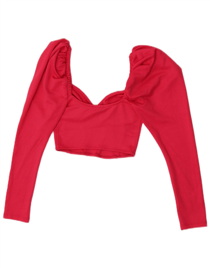 Zara Womens Long Sleeve Crop Top UK 8 Small Pink