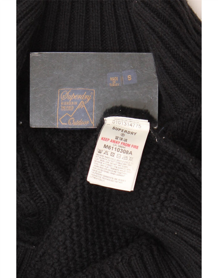 Superdry Mens Zip Neck Jumper Sweater Small Black Acrylic