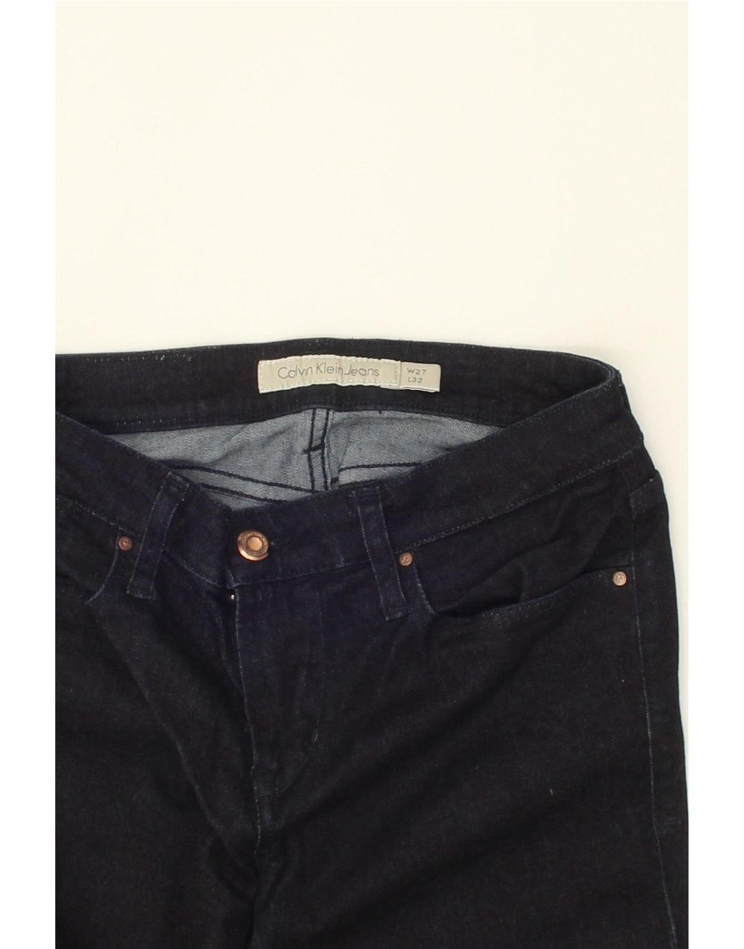 CALVIN KLEIN Womens Skinny Jeans W27 L32 Navy Blue Polyester Vintage Calvin Klein and Second-Hand Calvin Klein from Messina Hembry 