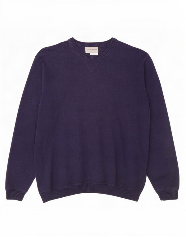 Eddie Bauer Maglione da uomo con scollo a barca XL in cotone blu navy