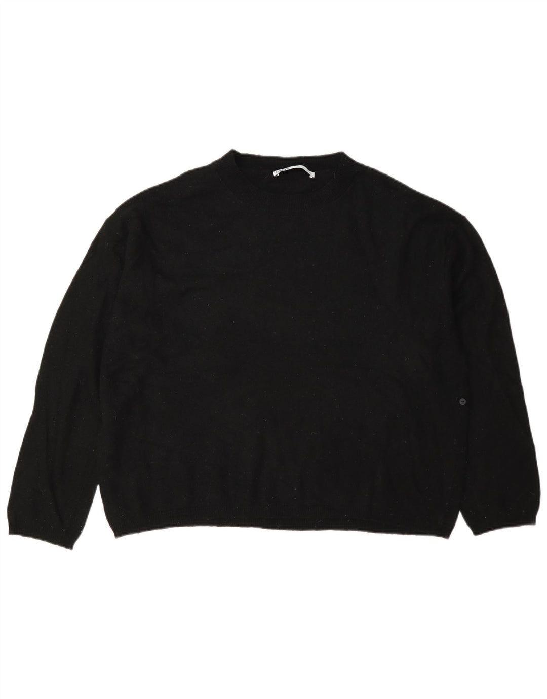 Zara Womens Oversized Crew Neck Jumper Sweater UK 10 Small Black Wool