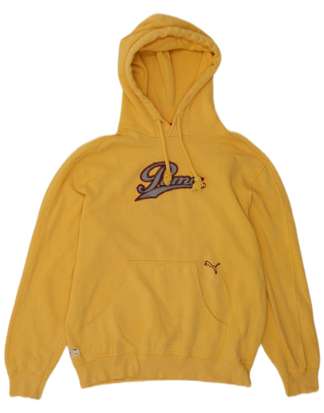 Puma Mens Graphic Hoodie Jumper Medium Yellow Cotton