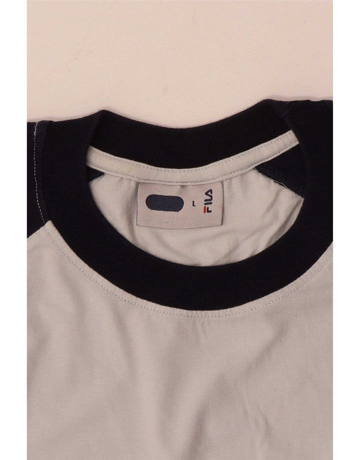 Fila Herre T-Shirt Top Stor Grå Colourblock Bomuld
