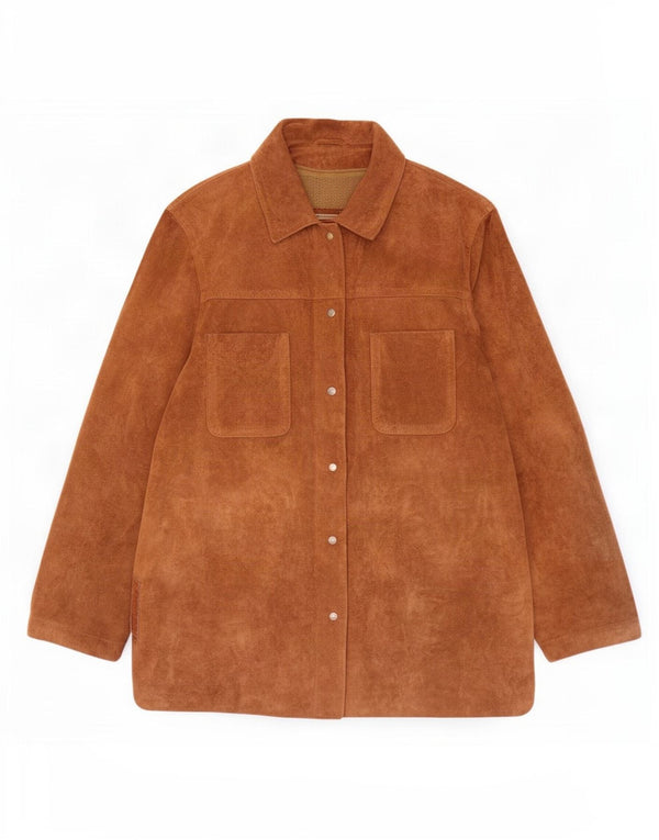Privilegi Womens Suede Jacket IT 46 Large Brown Leather