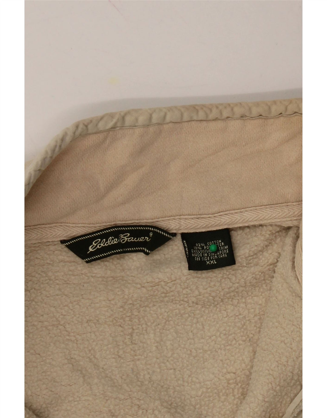 EDDIE BAUER Womens Zip Neck Sweatshirt Jumper UK 20 2XL Beige Cotton Vintage Eddie Bauer and Second-Hand Eddie Bauer from Messina Hembry 