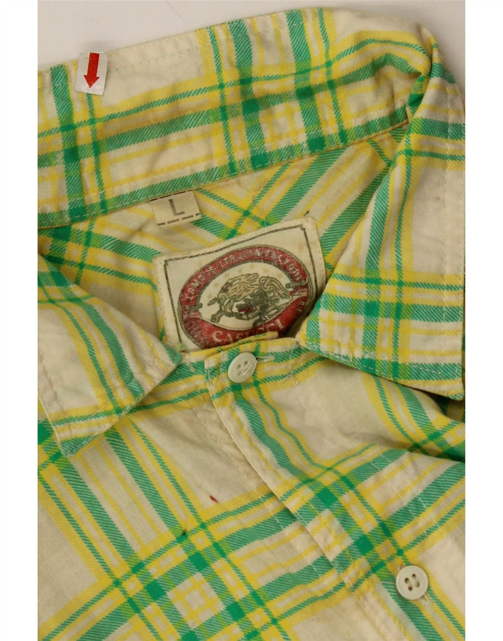 CASUCCI Camicia a maniche corte da uomo a quadri verdi grandi