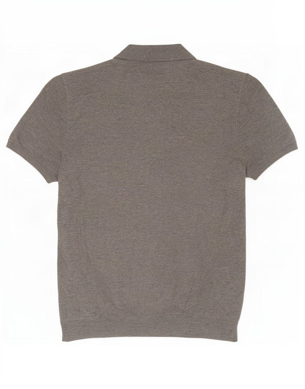 Zara Mens Short Sleeve Button Neck Jumper Sweater Medium Grey