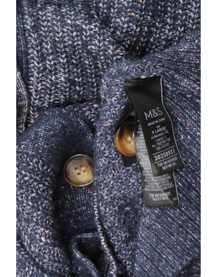 Marks & Spencer Womens Oversized Cardigan Sweater UK 18 XL Blue Flecked