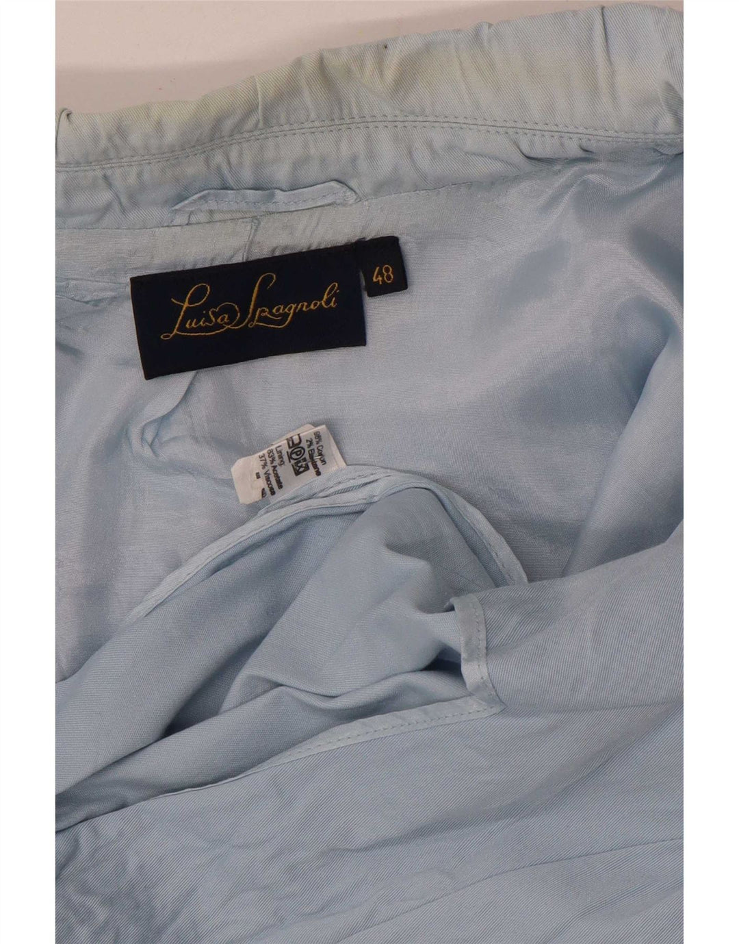 Luisa Spagnoli Chaqueta Blazer de 3 Botones para Mujer IT 48 XL Algodón Azul