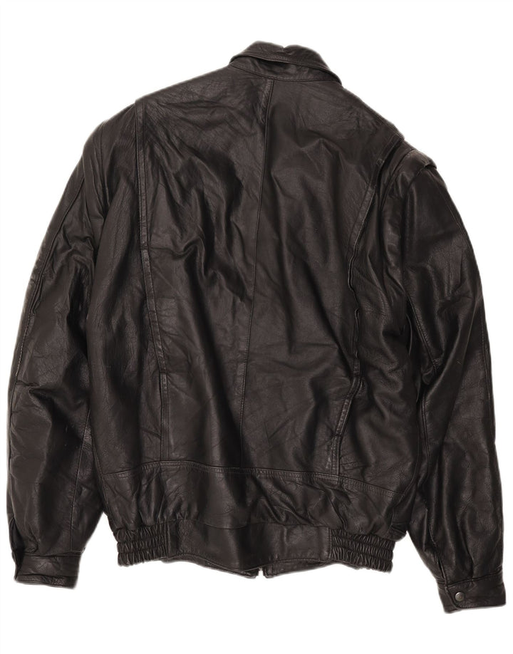 Giacca in pelle vintage da uomo UK 40 grande in pelle nera