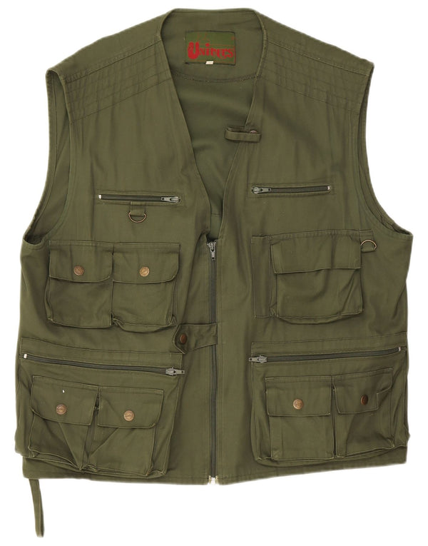 Univers Herre Utility Gilet UK 44 2XL Khaki Cotton