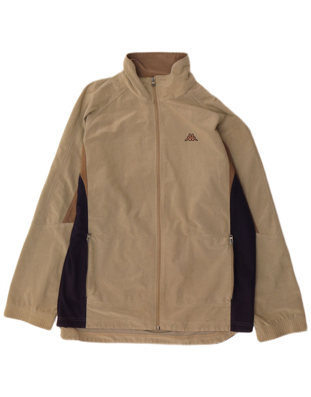 Kappa Mens Tracksuit Top Jacket Large Beige Colourblock Polyester