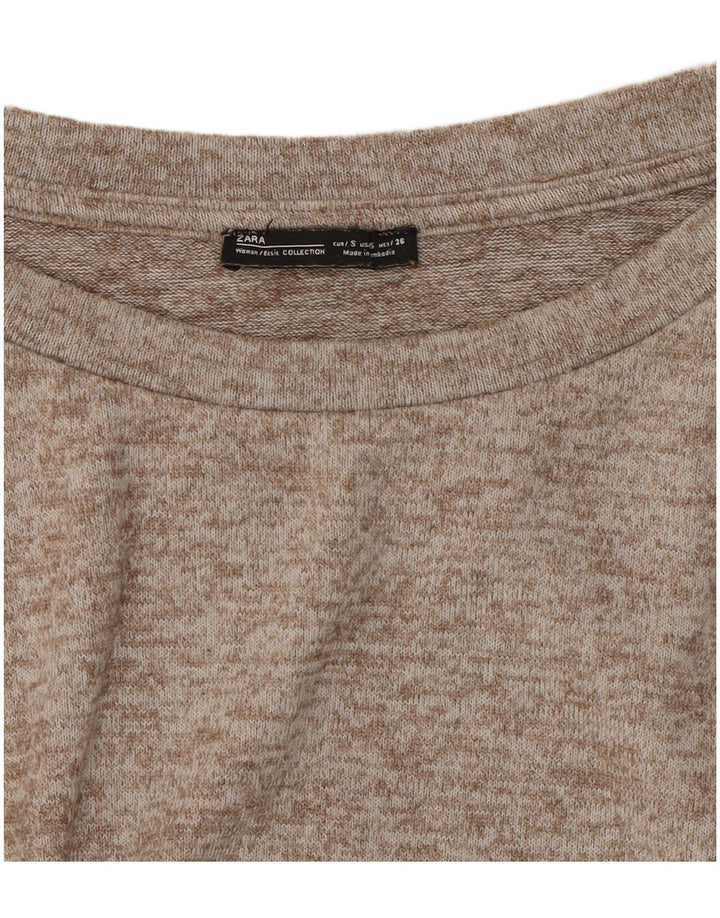 Zara Damen-Oversize-Oberteil, langärmlig, Gr. 10, klein, grau gefleckt