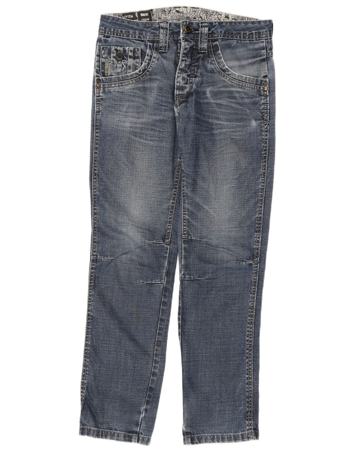 Springfield Mens Graphic Straight Jeans W28 L30 Blue Cotton