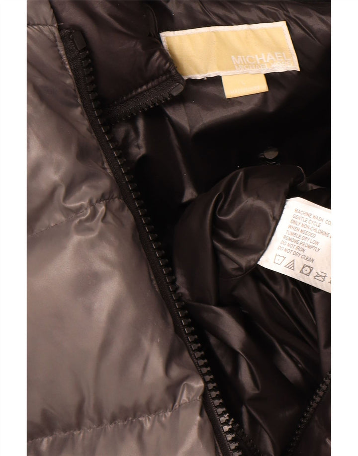 MICHAEL KORS Womens Oversized Hooded Padded Coat UK 16 Large Grey Nylon