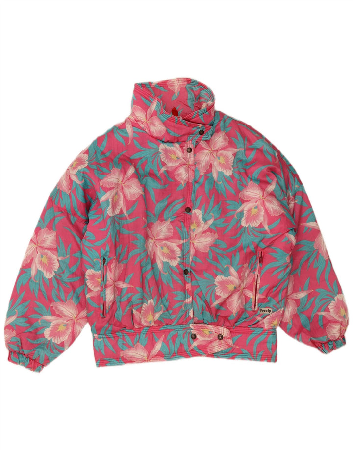 Peralp Womens Windproof Oversized Ski Jacket IT 38 XS Pink Floral Polyester