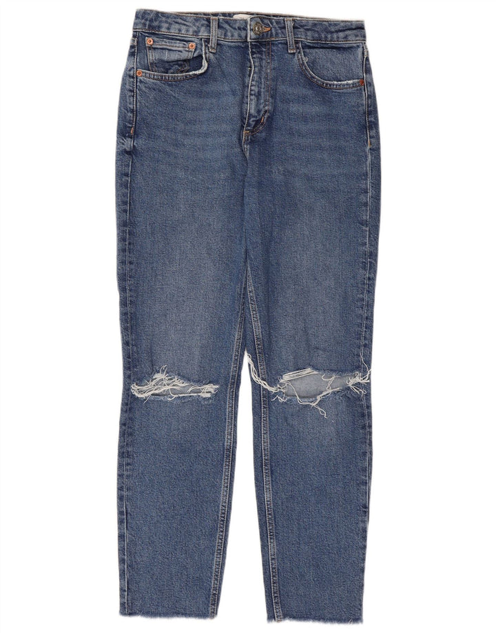 ZARA Womens Distressed Slim Jeans EU 40 Medium W30 L26 Blue