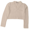 Zara Womens Crop V-Neck Jumper Sweater UK 12 Medium White Viscose