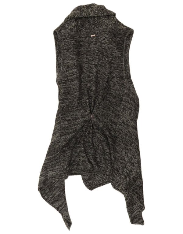 Crafted Womens Hand Made Sleeveless Cardigan Sweater UK 10 Small Grey