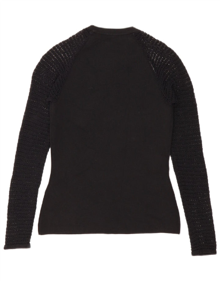 Reiss Womens Crew Neck Jumper Sweater UK 12 Medium Black Viscose