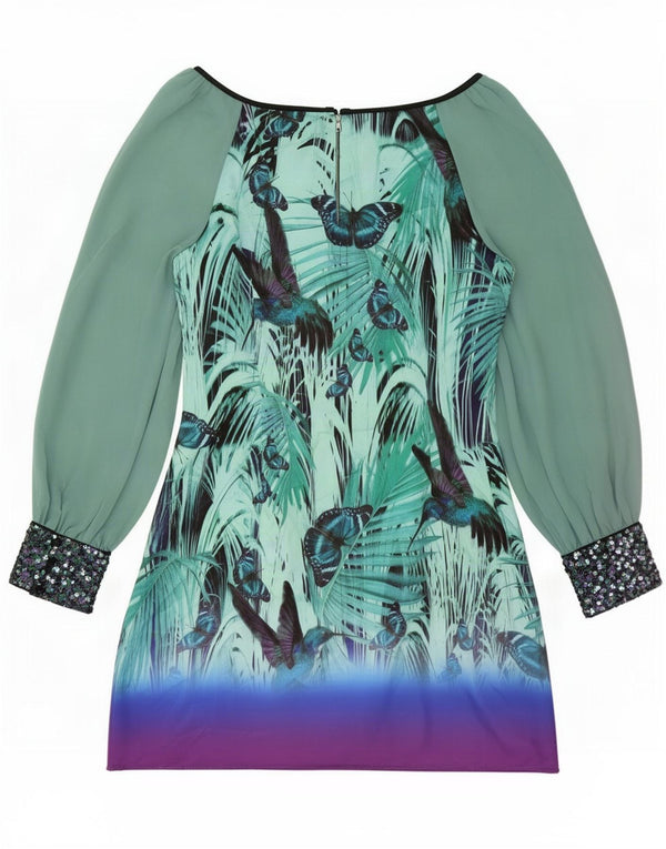 Monsoon Womens Mini Sheath Dress UK 14 Large Green Polyester Festival