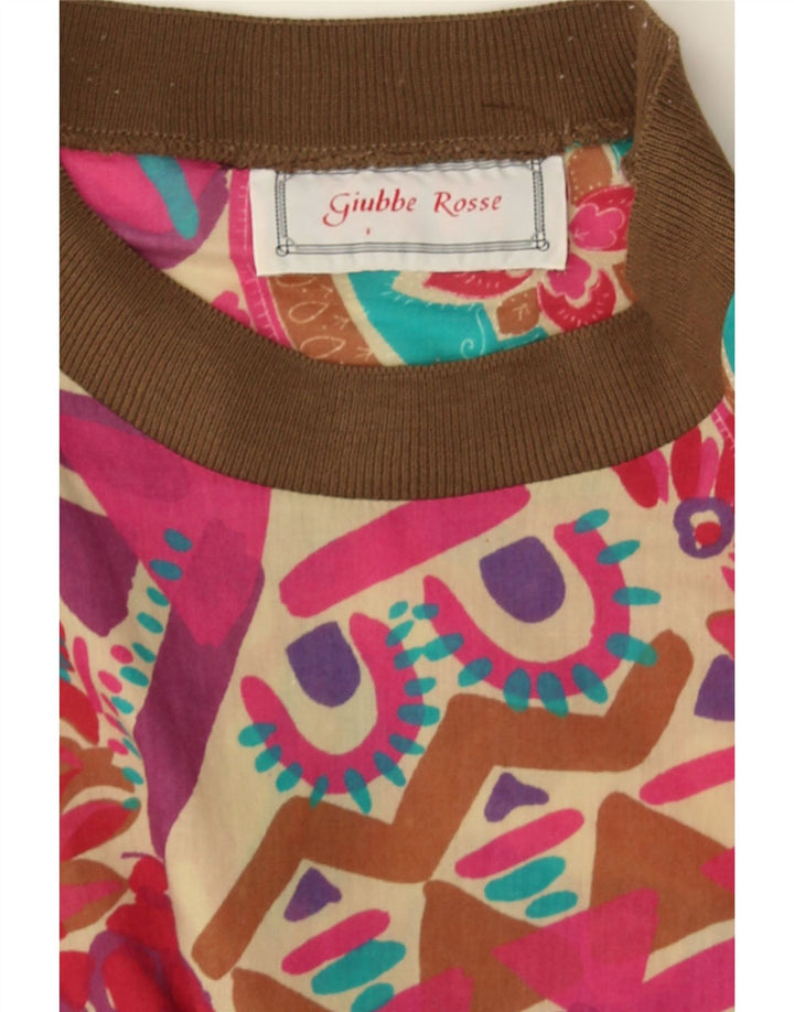 Vintage Damebluse Top UK 16 Stor Flerfarvet Geometrisk