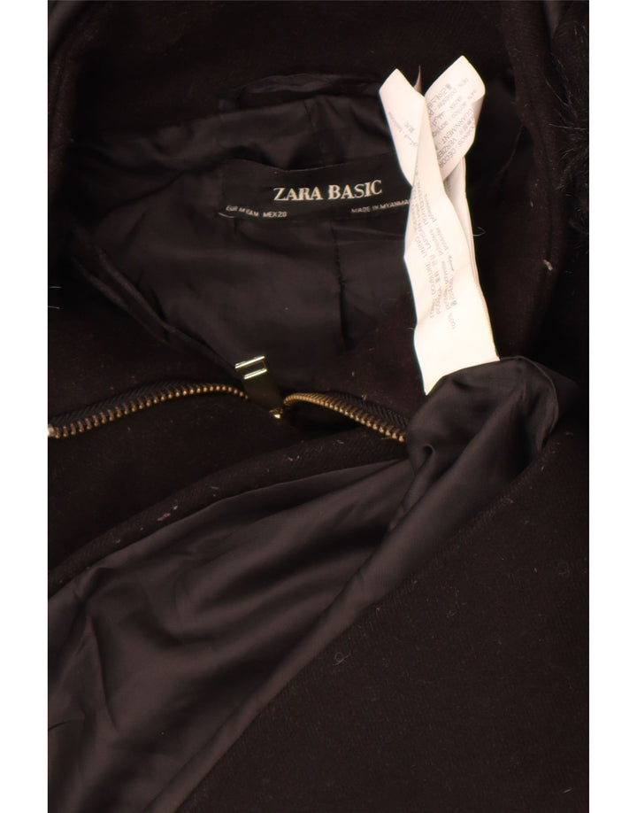 Zara Mujer Cazadora Bomber Con Capucha UK 40 Mediano Poliéster Negro