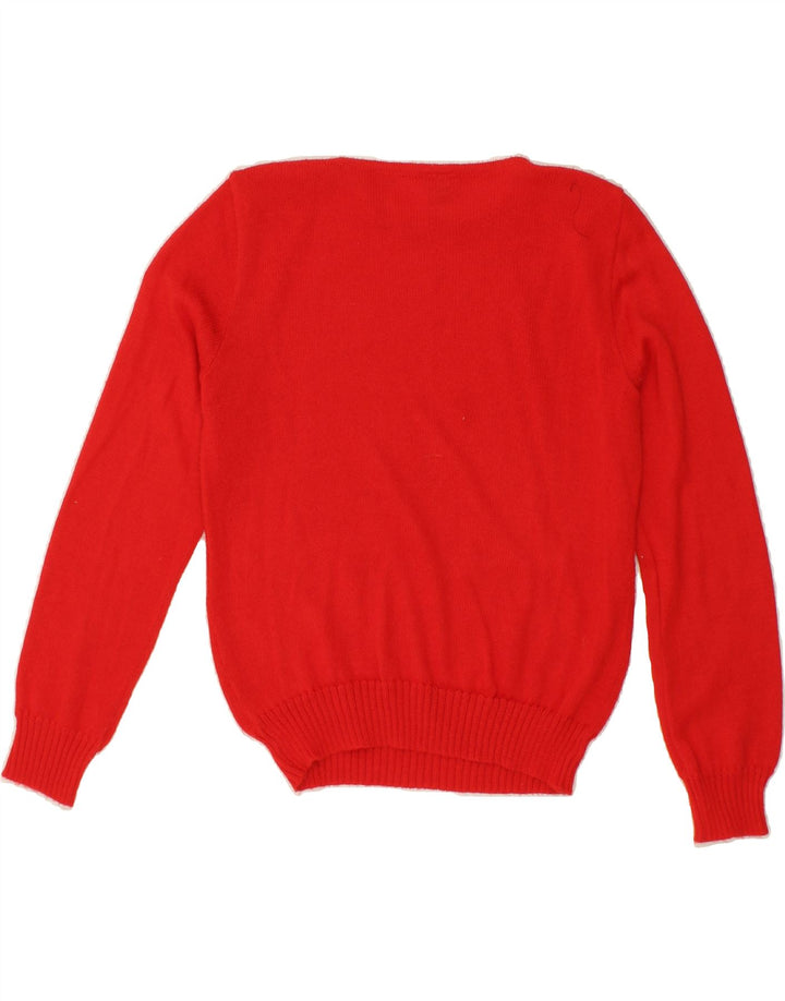 VINTAGE Womens Boat Neck Jumper Sweater IT 44 Medium Red Wool Vintage Vintage and Second-Hand Vintage from Messina Hembry 