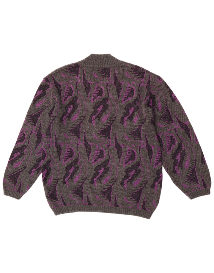 Rasica Pull à col en V à motif abstrait pour femme UK 16 Large Gris