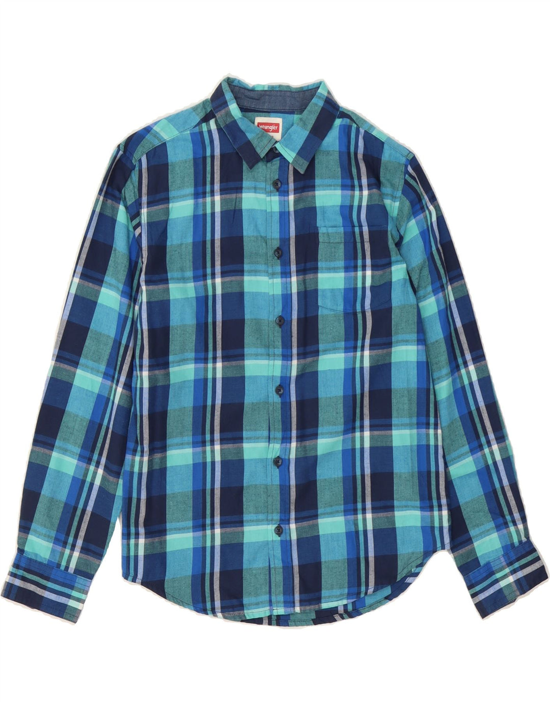 WRANGLER Boys Shirt 14-15 Years XL  Blue Check Cotton Vintage Wrangler and Second-Hand Wrangler from Messina Hembry 