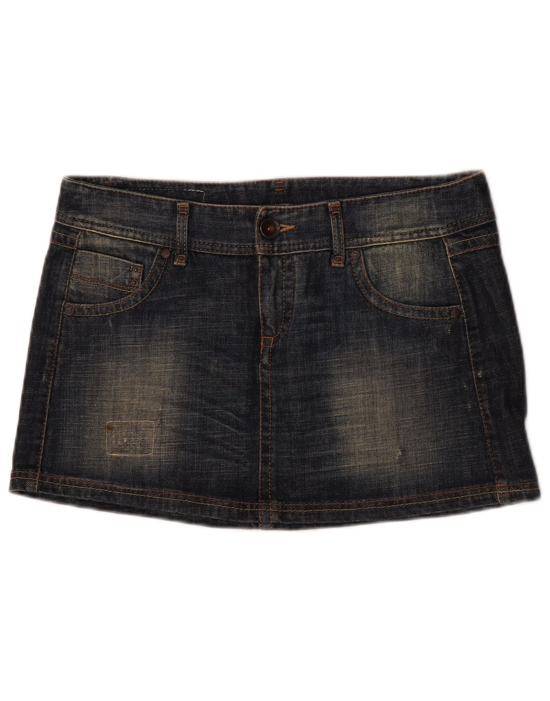 Benetton Dame Mini Denim Nederdel IT 44 Medium W32 Navy Blue