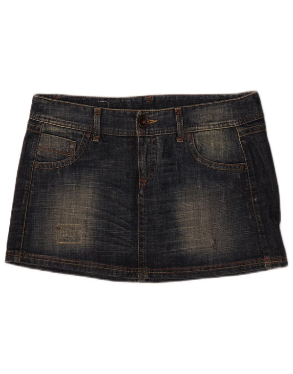 Benetton Damen Mini-Jeansrock IT 44 Medium W32 Marineblau